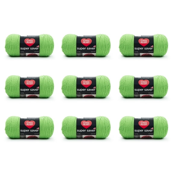 Red Heart® Super Saver® #4 Medium Acrylic Yarn, Spring Green 7oz/198g, 364 Yards (9 Pack)