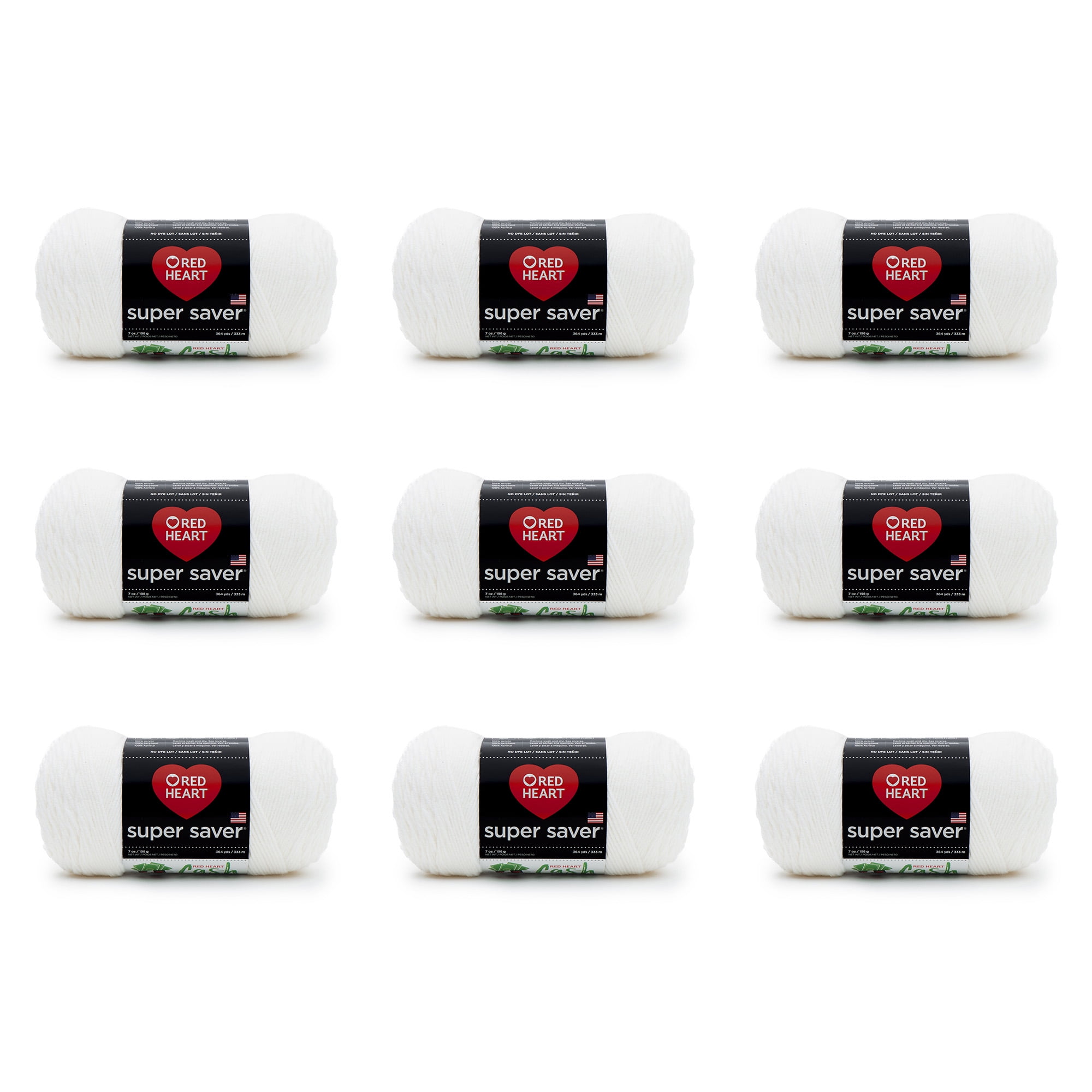 Red Heart Super Saver Soft White Yarn - 3 Pack of 198g/7oz - Acrylic - 4  Medium (Worsted) - 364 Yards - Knitting/Crochet