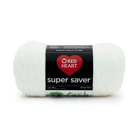 Red Heart Super Saver® 4 Medium Acrylic Yarn, White 7oz/198g, 364 Yards