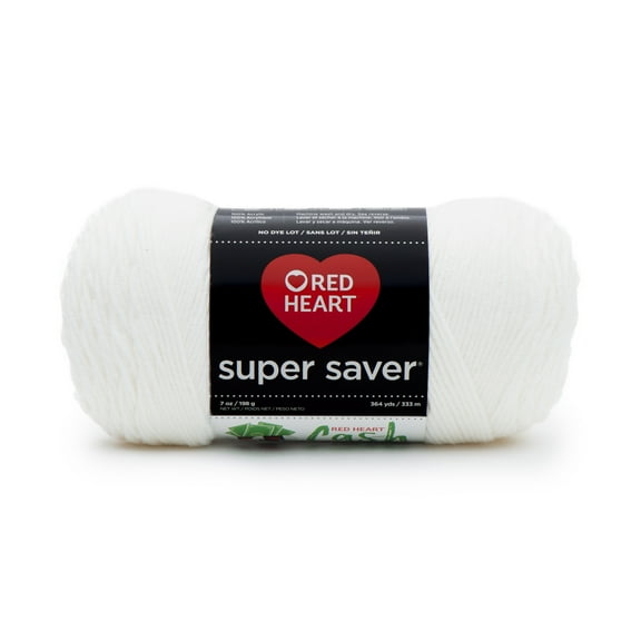 Red Heart Super Saver® 4 Medium Acrylic Yarn, White 7oz/198g, 364 Yards