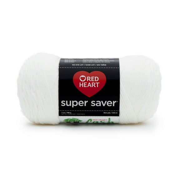 Red Heart Super Saver® 4 Medium Acrylic Yarn, White 7oz/198g, 364 Yards