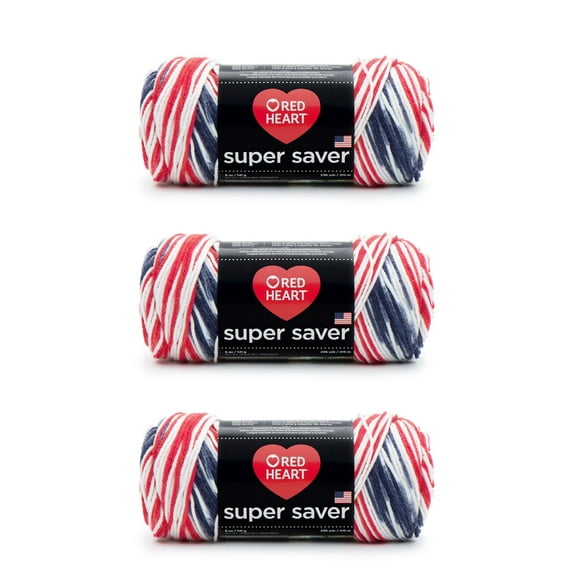 Red Heart® Super Saver® #4 Worsted Acrylic Yarn, Americana 5oz/142g 236yd (3Pk)