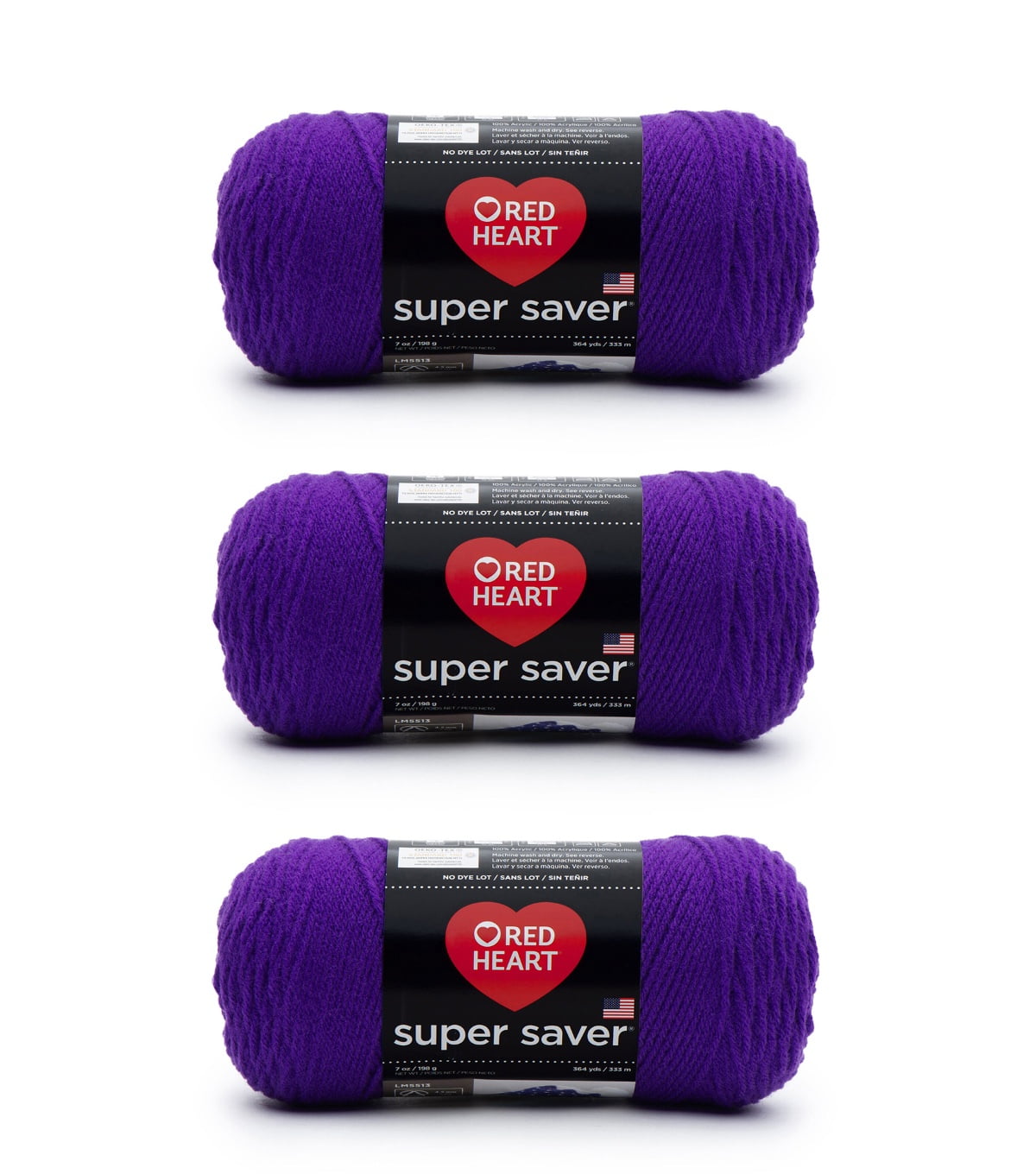 Red Heart® Super Saver® #4 Worsted Acrylic Yarn, Amethyst 7oz/198g 364yd (3Pk)