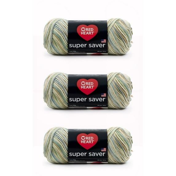 Red Heart® Super Saver® #4 Worsted Acrylic Yarn, Aspen print 5oz/142g 236yd (3Pk)