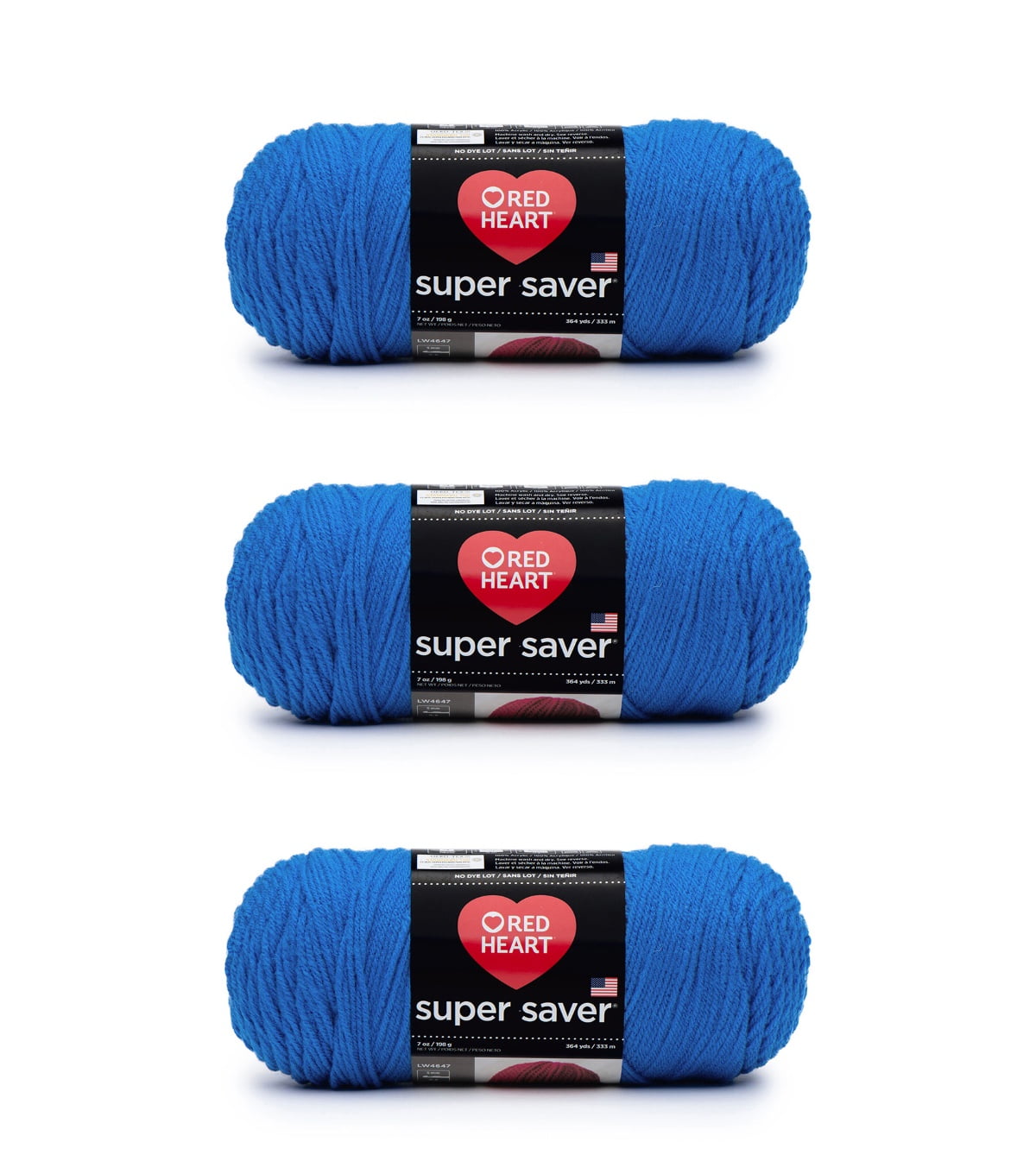 Red Heart® Super Saver® #4 Worsted Acrylic Yarn, Blue 7oz/198g 364yd (3Pk)