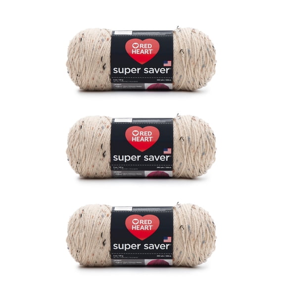 Red Heart® Super Saver® #4 Worsted Acrylic Yarn, Buff fleck 5oz/142g 260yd (3Pk)
