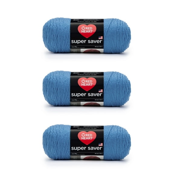 Red Heart® Super Saver® #4 Worsted Acrylic Yarn, Delftblue 7oz/198g 364yd (3Pk)