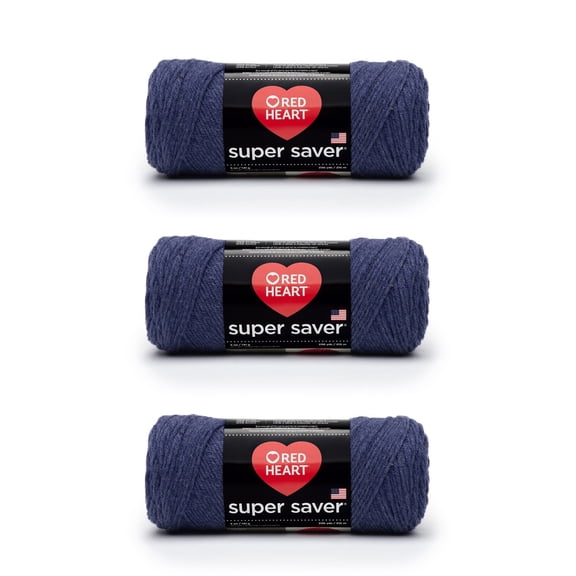 Red Heart® Super Saver® #4 Worsted Acrylic Yarn, Denim 5oz/142g 260yd (3Pk)