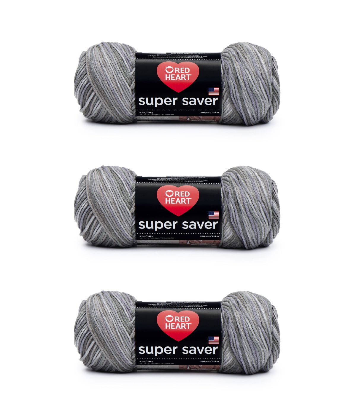 Red Heart® Super Saver® #4 Worsted Acrylic Yarn, Dove 5oz/142g 236yd (3Pk)