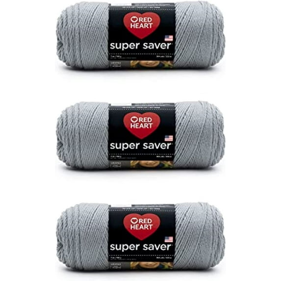 Red Heart® Super Saver® #4 Worsted Acrylic Yarn, Dustygray 7oz/198g 364yd (3Pk)