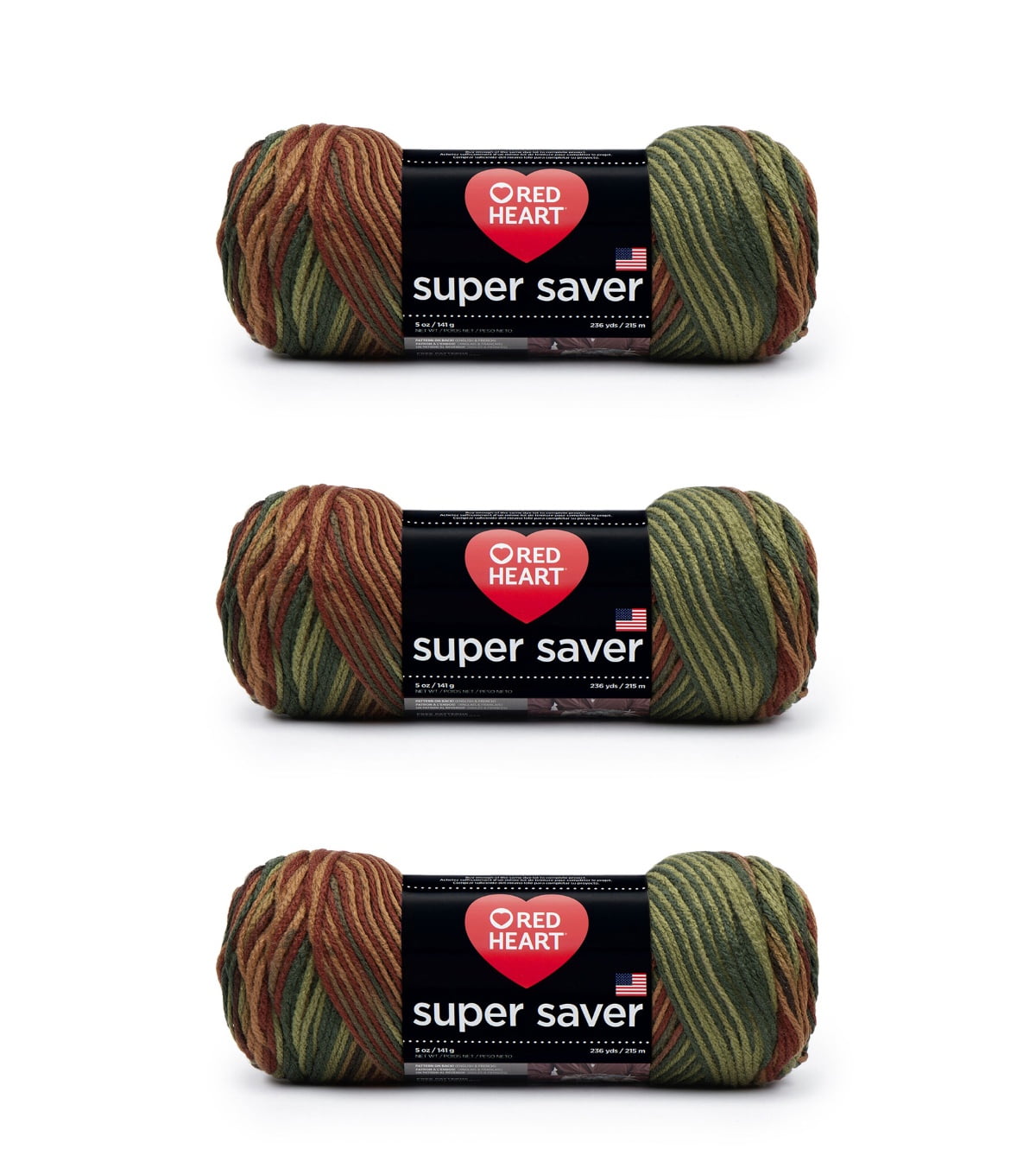 Red Heart® Super Saver® #4 Worsted Acrylic Yarn, Fall 5oz/142g 236yd (3Pk)
