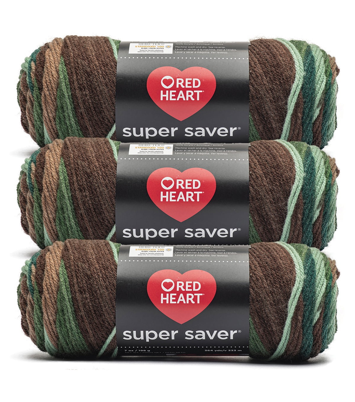 Red Heart® Super Saver® #4 Worsted Acrylic Yarn, Forest 5oz/142g 260yd (3Pk)