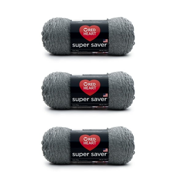Red Heart® Super Saver® #4 Worsted Acrylic Yarn, Gray heather 5oz/142g 260yd (3Pk)
