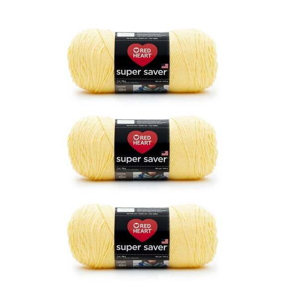 Red Heart® Super Saver® #4 Worsted Acrylic Yarn, Lemon 7oz/198g 364yd (3Pk)