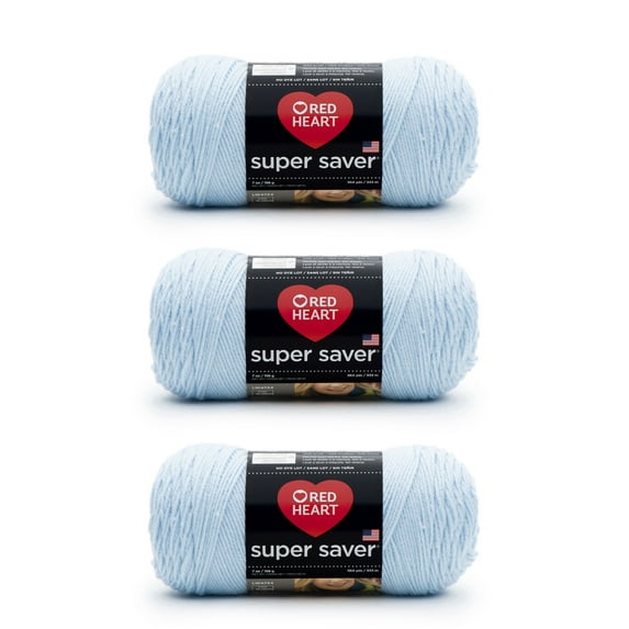 Red Heart® Super Saver® #4 Worsted Acrylic Yarn, Lightblue 7oz/198g 364yd (3Pk)