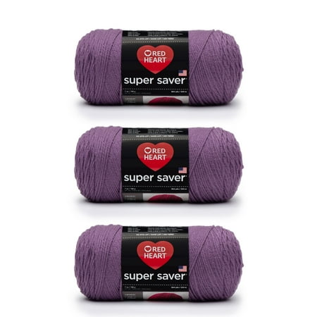 Red Heart® Super Saver® #4 Worsted Acrylic Yarn, Mediumpurple 7oz/198g 364yd (3Pk)