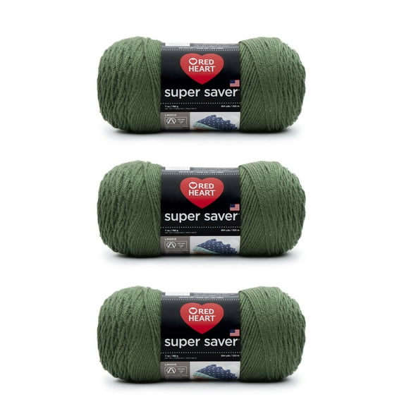 Red Heart® Super Saver® #4 Worsted Acrylic Yarn, Mediumthyme 7oz/198g 364yd (3Pk)