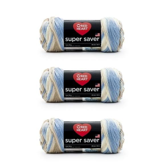 Red Heart® Super Saver® #4 Worsted Acrylic Yarn, Mirage 5oz/142g 236yd (3Pk)
