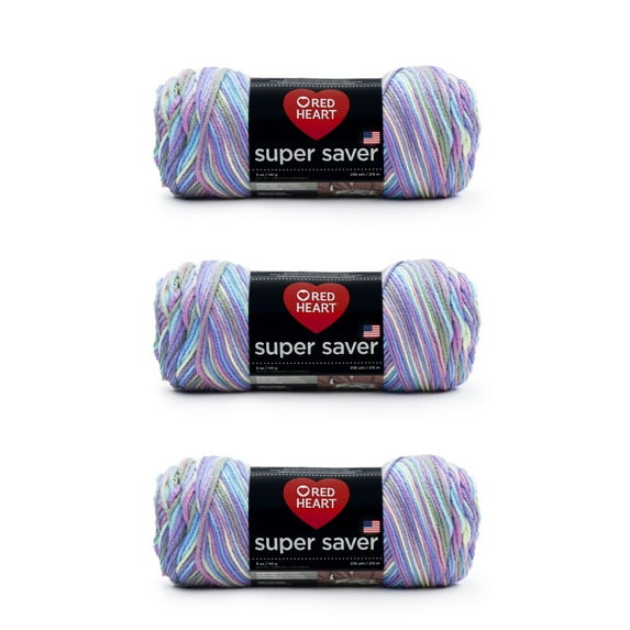 Red Heart® Super Saver® #4 Worsted Acrylic Yarn, Monet 5oz/142g 236yd (3Pk)