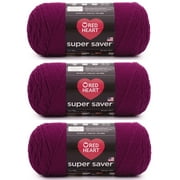 Red Heart® Super Saver® #4 Worsted Acrylic Yarn, Mulberry 7oz/198g 364yd (3Pk)