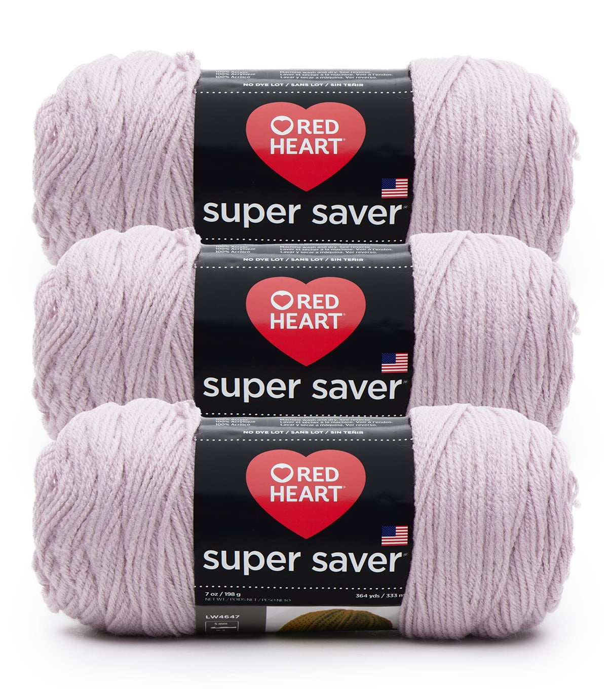 Red Heart® Super Saver® #4 Worsted Acrylic Yarn, Paleplum 7oz/198g 364yd (3Pk)