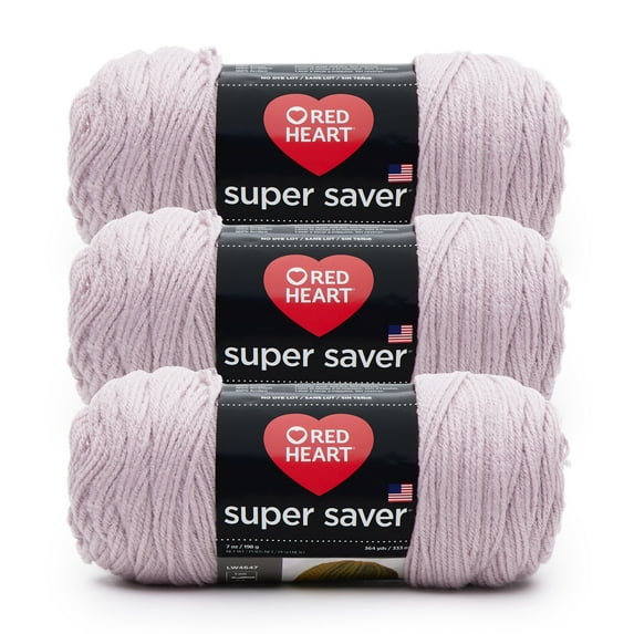 Red Heart® Super Saver® #4 Worsted Acrylic Yarn, Paleplum 7oz/198g 364yd (3Pk)