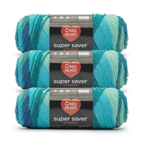 Red Heart® Super Saver® #4 Worsted Acrylic Yarn, Peacock 5oz/142g 260yd (3Pk)