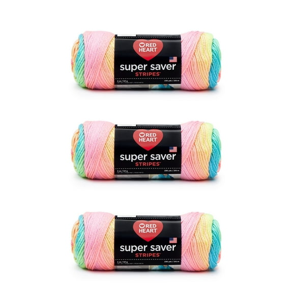 Red Heart® Super Saver® #4 Worsted Acrylic Yarn, Retro stripe 5oz/142g 236yd (3Pk)