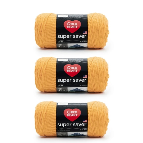 Red Heart® Super Saver® #4 Worsted Acrylic Yarn, Saffron 7oz/198g 364yd (3Pk)