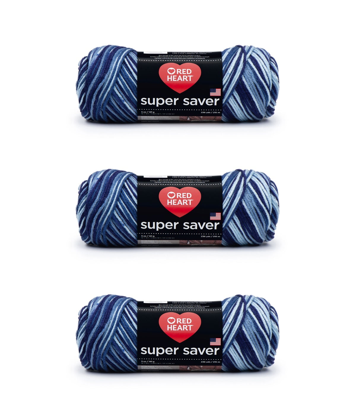 Red Heart® Super Saver® #4 Worsted Acrylic Yarn, Shaded dusk 5oz/142g 236yd (3Pk)