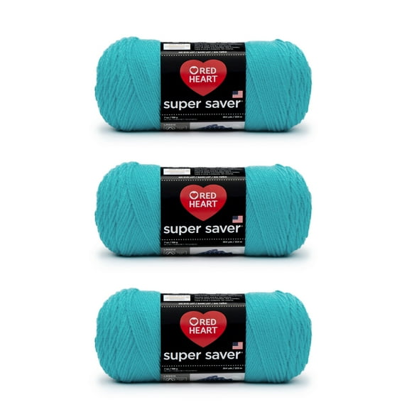 Red Heart® Super Saver® #4 Worsted Acrylic Yarn, Turqua 7oz/198g 364yd (3Pk)
