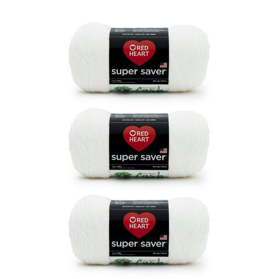 Red Heart® Super Saver® #4 Worsted Acrylic Yarn, White 7oz/198g 364yd (3Pk)