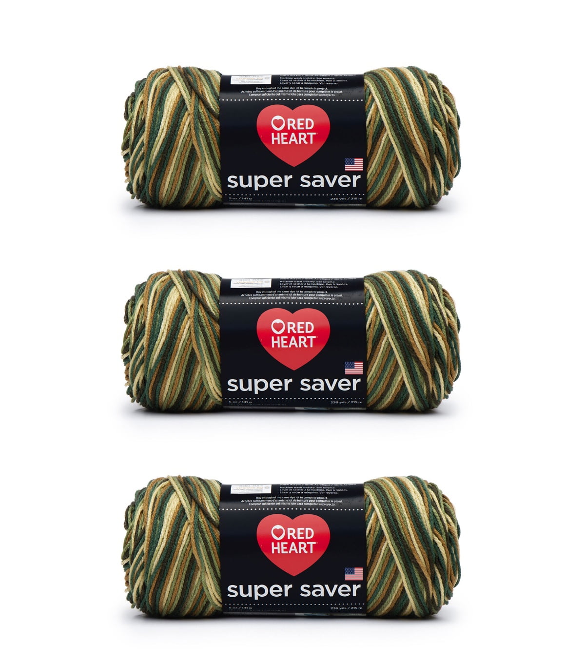 Red Heart® Super Saver® #4 Worsted Acrylic Yarn, Woodsy 5oz/142g 236yd (3Pk)
