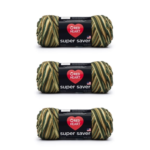 Red Heart® Super Saver® #4 Worsted Acrylic Yarn, Woodsy 5oz/142g 236yd (3Pk)