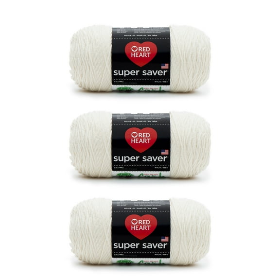 Red Heart Super Saver Aran Yarn - 3 Pack of 198g/7oz - Acrylic - 4 Medium (Worsted) - 364 Yards - Knitting/Crochet