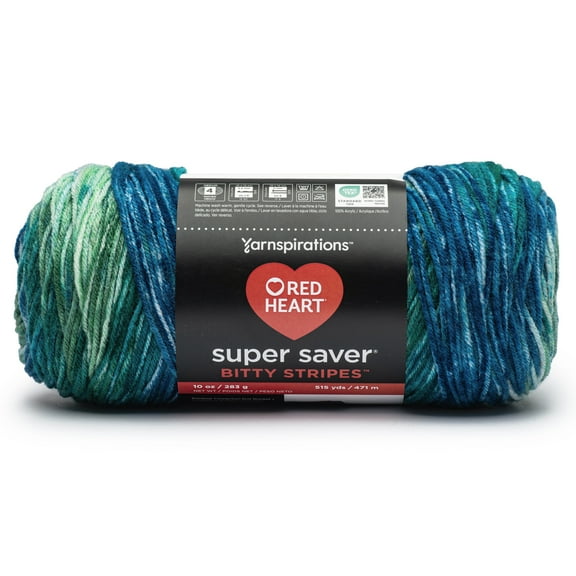 Red Heart Super Saver Bitty Stripes-Seaweed