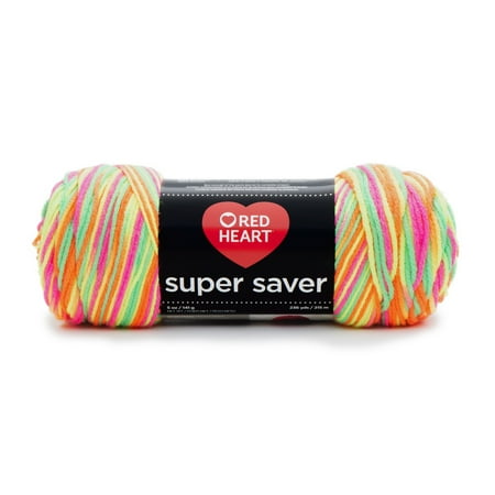 Red Heart Super Saver Yarn, Day Glow, 5oz(141g), Medium, Acrylic