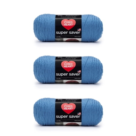 Red Heart Super Saver Delft Blue Yarn - 3 Pack of 198g/7oz - Acrylic - 4 Medium (Worsted) - 364 Yards - Knitting/Crochet
