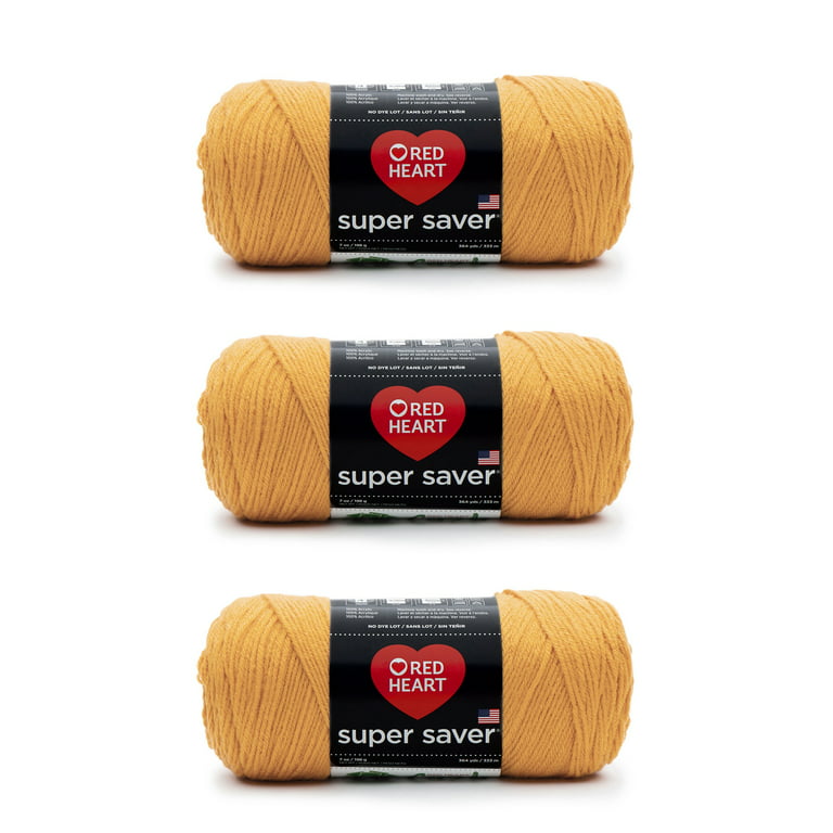 Red Heart Super Saver Gold Yarn - 3 Pack of 198g/7oz - Acrylic - 4 Medium (Worsted) - 364 Yards - Knitting/Crochet