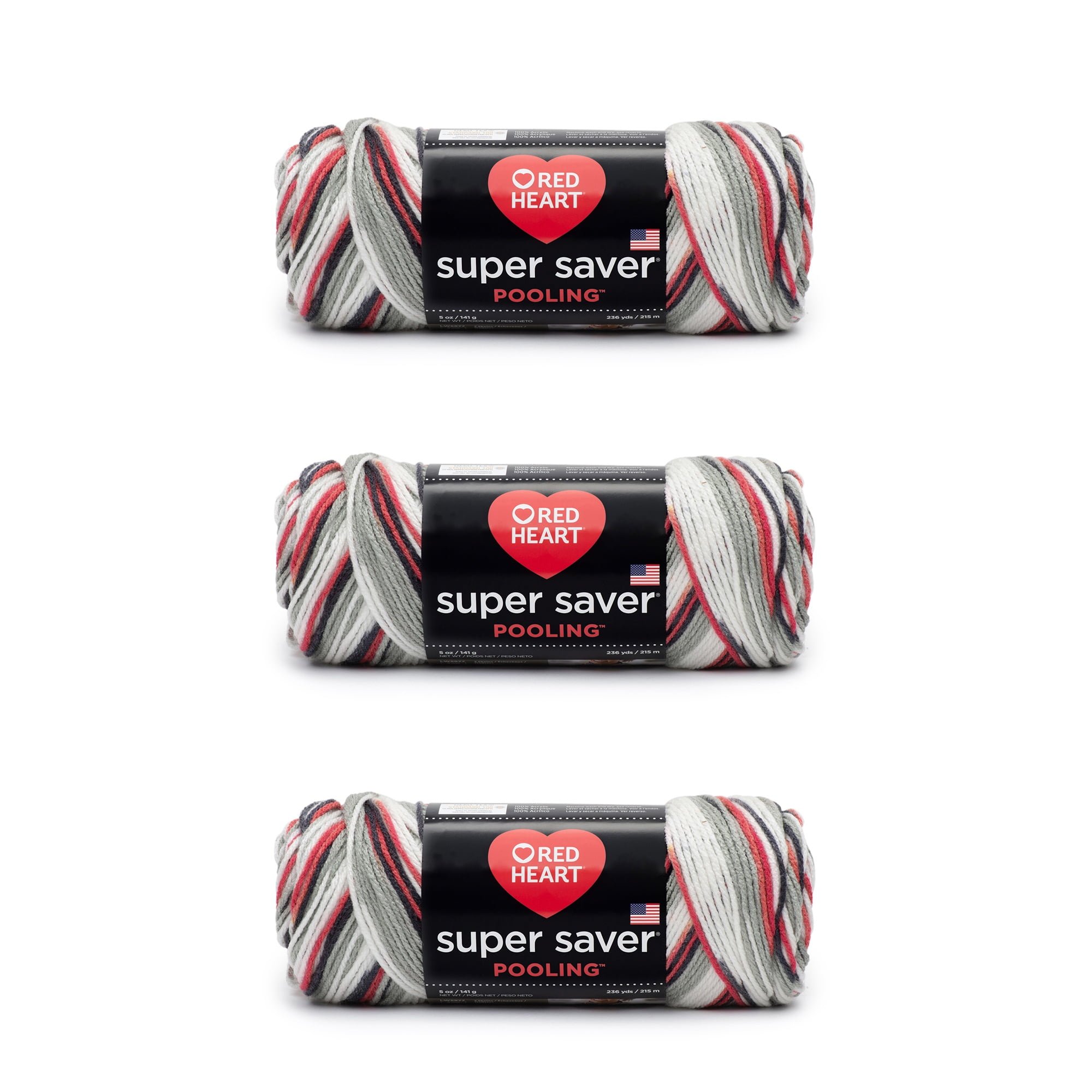 Red Heart Super Saver Haute Yarn - 3 Pack of 141g/5oz - Acrylic - 4 Medium (Worsted) - 236 Yards - Knitting/Crochet