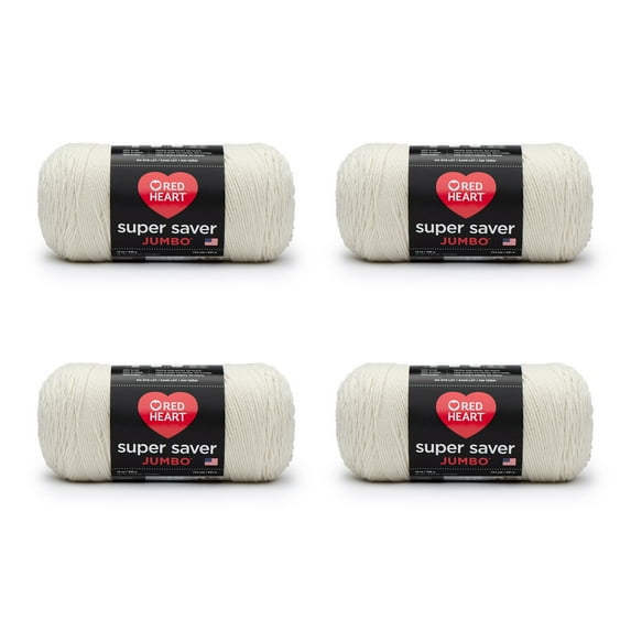 Red Heart Super Saver Jumbo #4 Medium Acrylic Yarn, Aran 14oz/396g, 744 Yards (4 Pack)