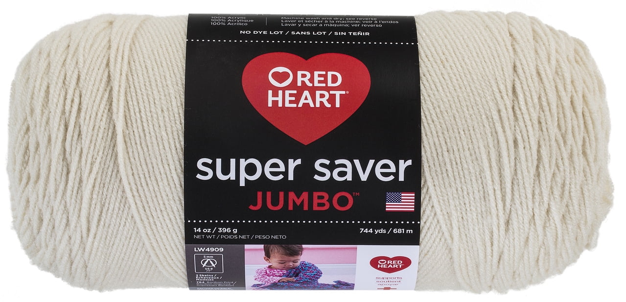 Red Heart Super Saver Jumbo #4 Acrylic Yarn, Aran 14oz/396g, 744 Yards - Walmart.com