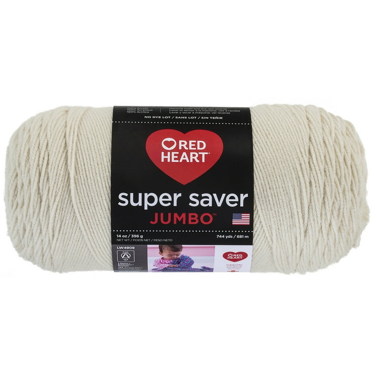 Red Heart Super Saver Yarn, Soft White 0316, Medium 4 - 1 skein, 7 oz