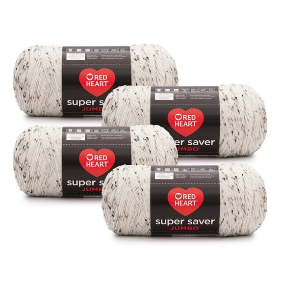 Red Heart® Super Saver® Jumbo #4 Medium Acrylic Yarn, Aran Fleck 10oz/283g, 482 Yards (4 Pack)