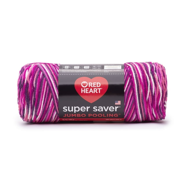 Red Heart Super Saver Jumbo #4 Medium Acrylic Yarn, Berry Pooling 10oz ...