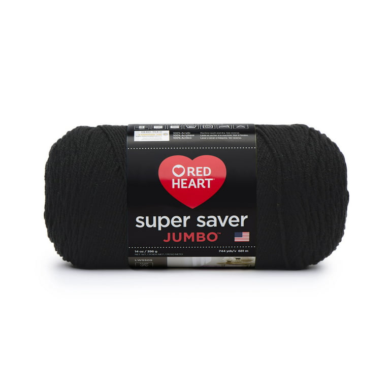 Red Heart Super Saver Jumbo #4 Medium Acrylic Yarn, Black 14Oz/396G, 744  Yards - Walmart.Com