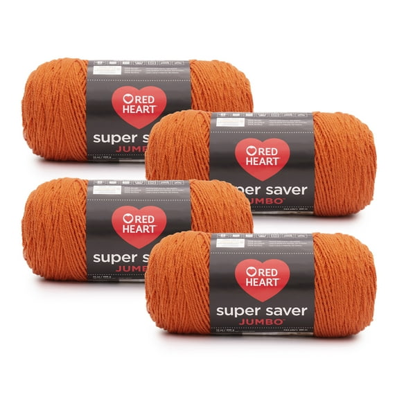 Red Heart® Super Saver® Jumbo #4 Medium Acrylic Yarn, Carrot 14oz/396g, 744 Yards (4 Pack)
