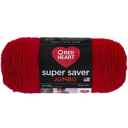 Red Heart Super Saver® Jumbo™ 4 Medium Acrylic Yarn, Cherry Red 14oz/396g, 744 Yards