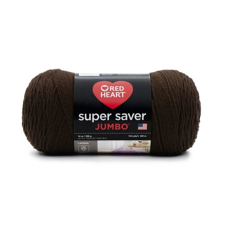 Red Heart Super Saver Jumbo Medium Acrylic Coffee Yarn, 744 yd
