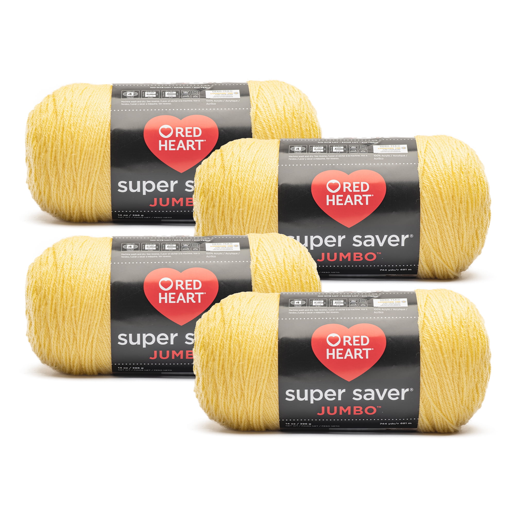 Red Heart Super Saver Jumbo Gold Yarn - 2 Pack of 14oz/396g - Acrylic - 4  Medium (Worsted) - 744 Yards - Knitting/Crochet